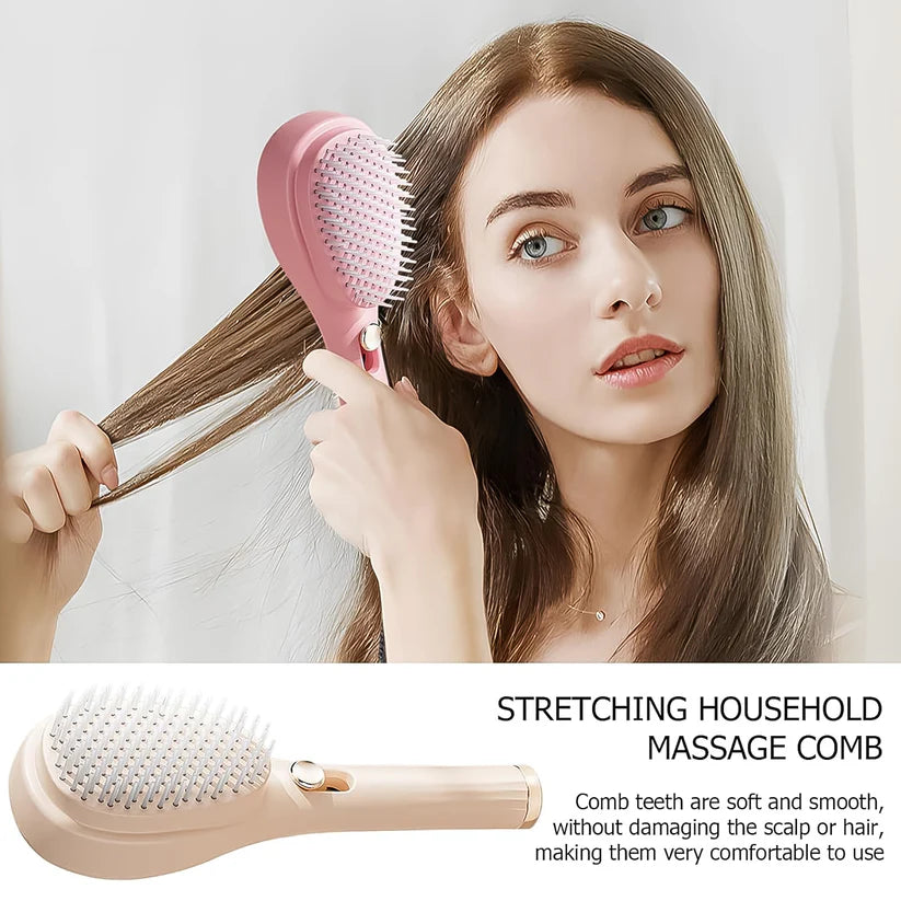 Self-Cleaning Detangling Hairbrush – Anti-Static & Scalp Massage