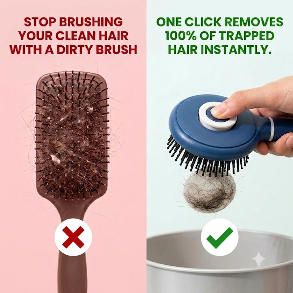 Self-Cleaning Detangling Hairbrush – Anti-Static & Scalp Massage