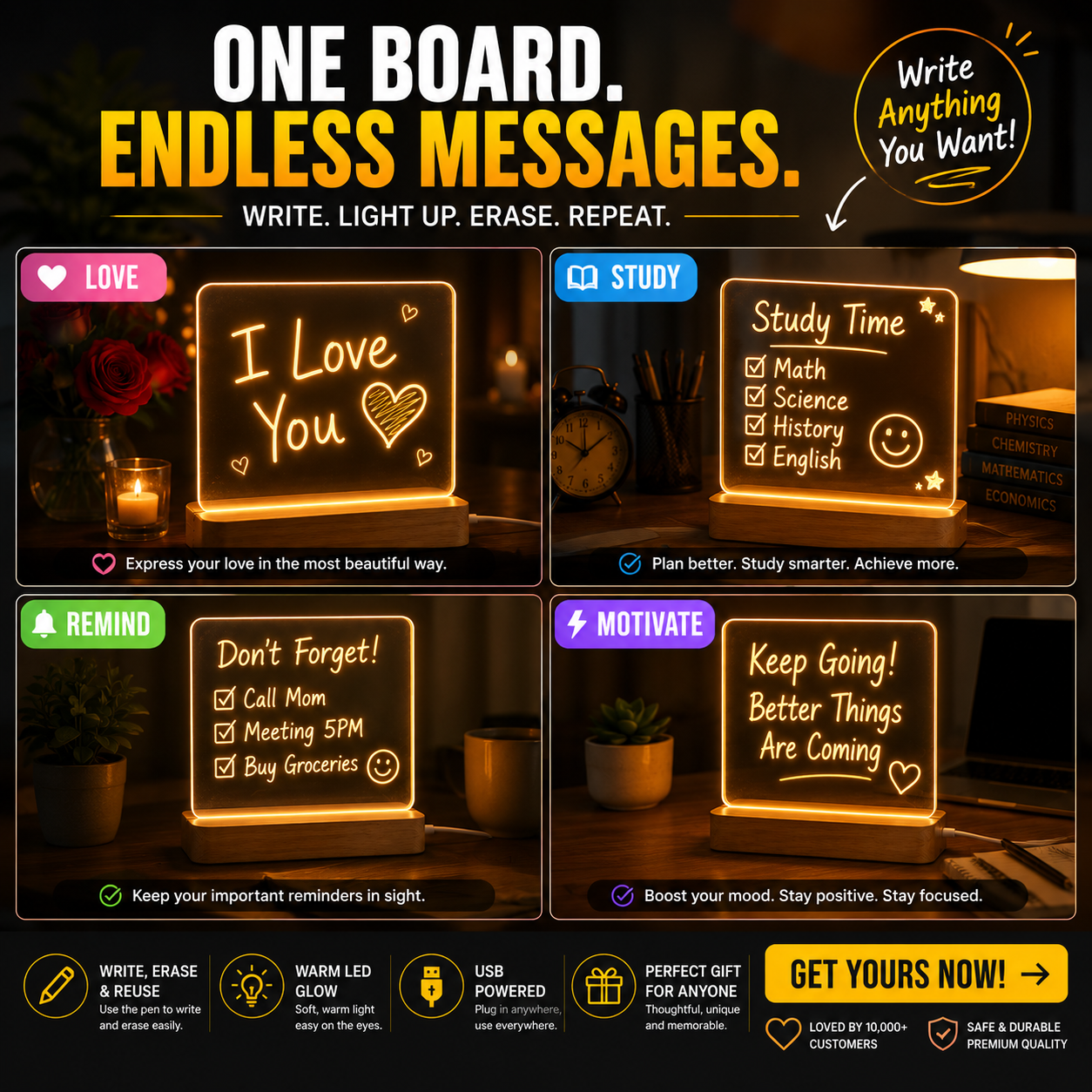 Creative Note Board Creative Led Night Light USB Message Board Holiday Light With Pen Gift For Children Girlfriend Decoration Night Lamp