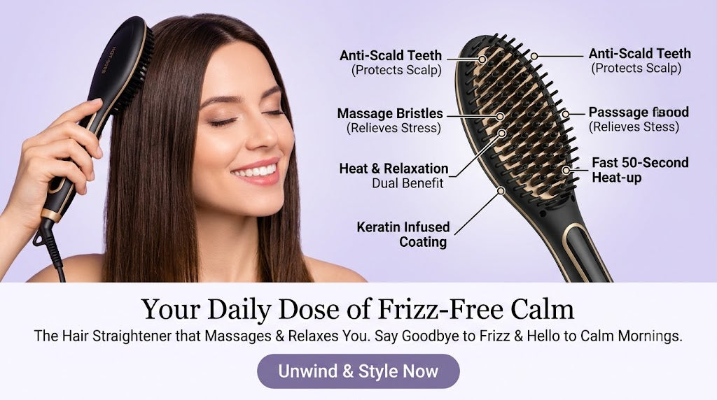 Hair Straightener – Keratin Ceramic & Scalp Massager | Calm & Curl